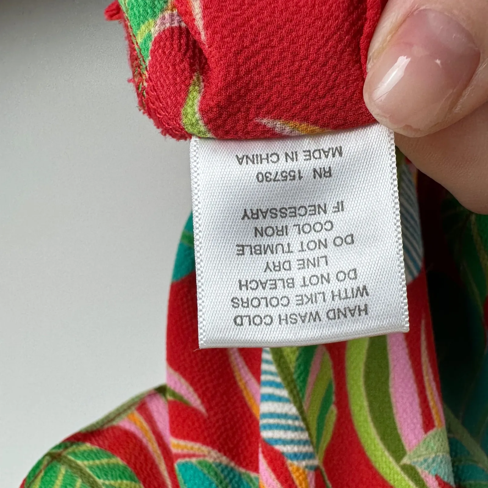 Rose + Olive Tropical Blouse‎ Size 1X Multicolor Leaf Print V - Image 8