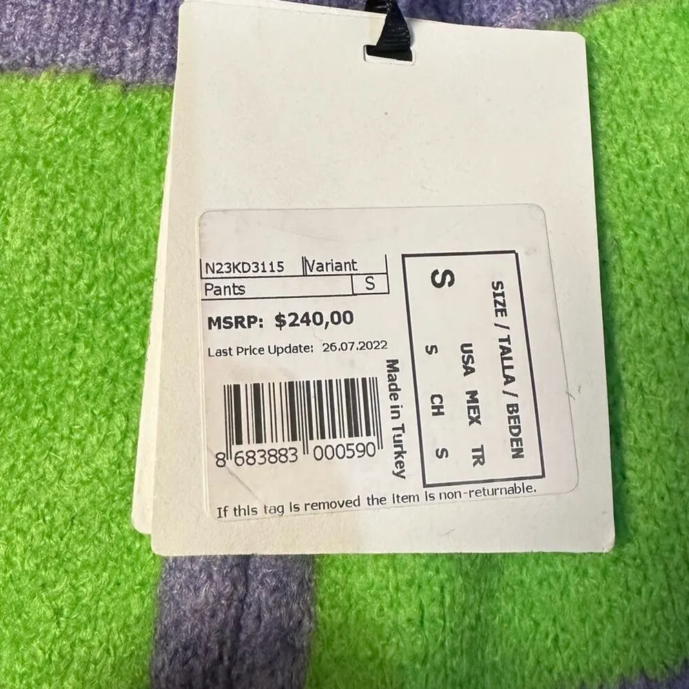 Nocturne Lime Green & Gray Check Wide Leg High Waisted Sweater Pants NEW - Image 3