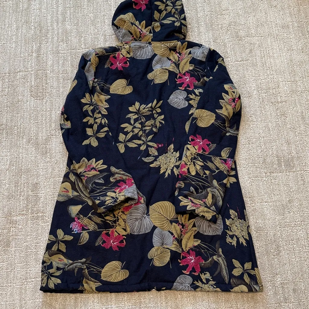 Cellabie navy floral fleece jacket sz L Blue Size L - Image 6