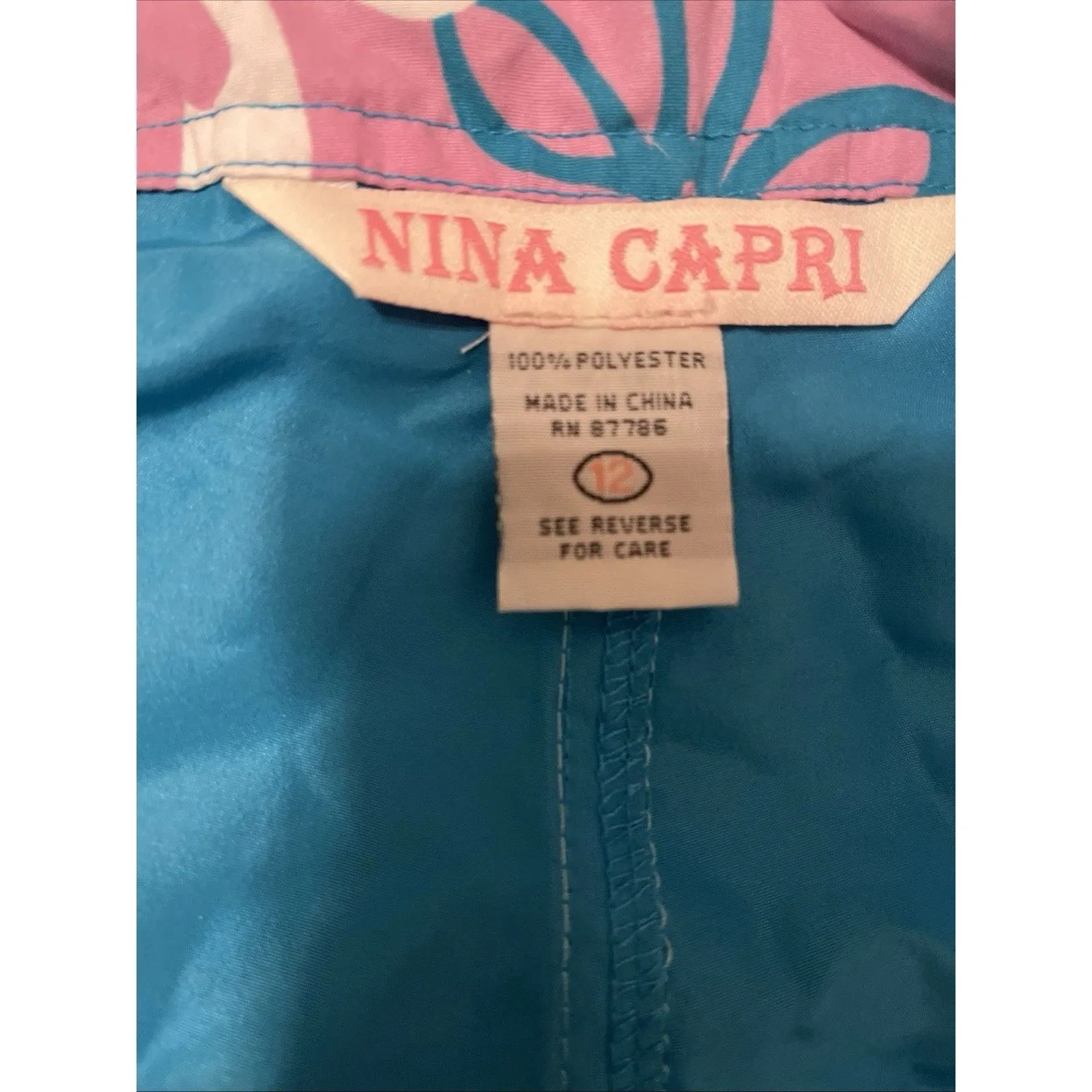 Nina Capri Women's Size 12 Turquoise Blue Board Shorts Drawstring - Image 2