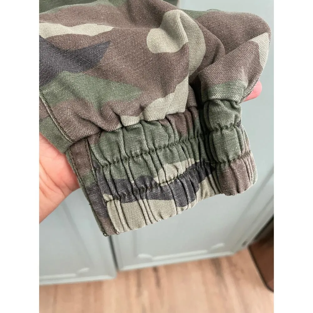 TNA Camo Joggers Size XS Cotton Zipper Pockets Casual Pull On Aritzia Green - Image 5