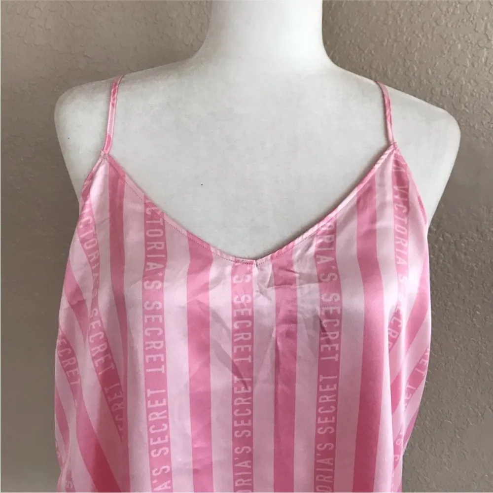 Victoria’s Secret VTG Logo Pink Stripe Satin Sleep Pajama Cami Size XL - Image 65