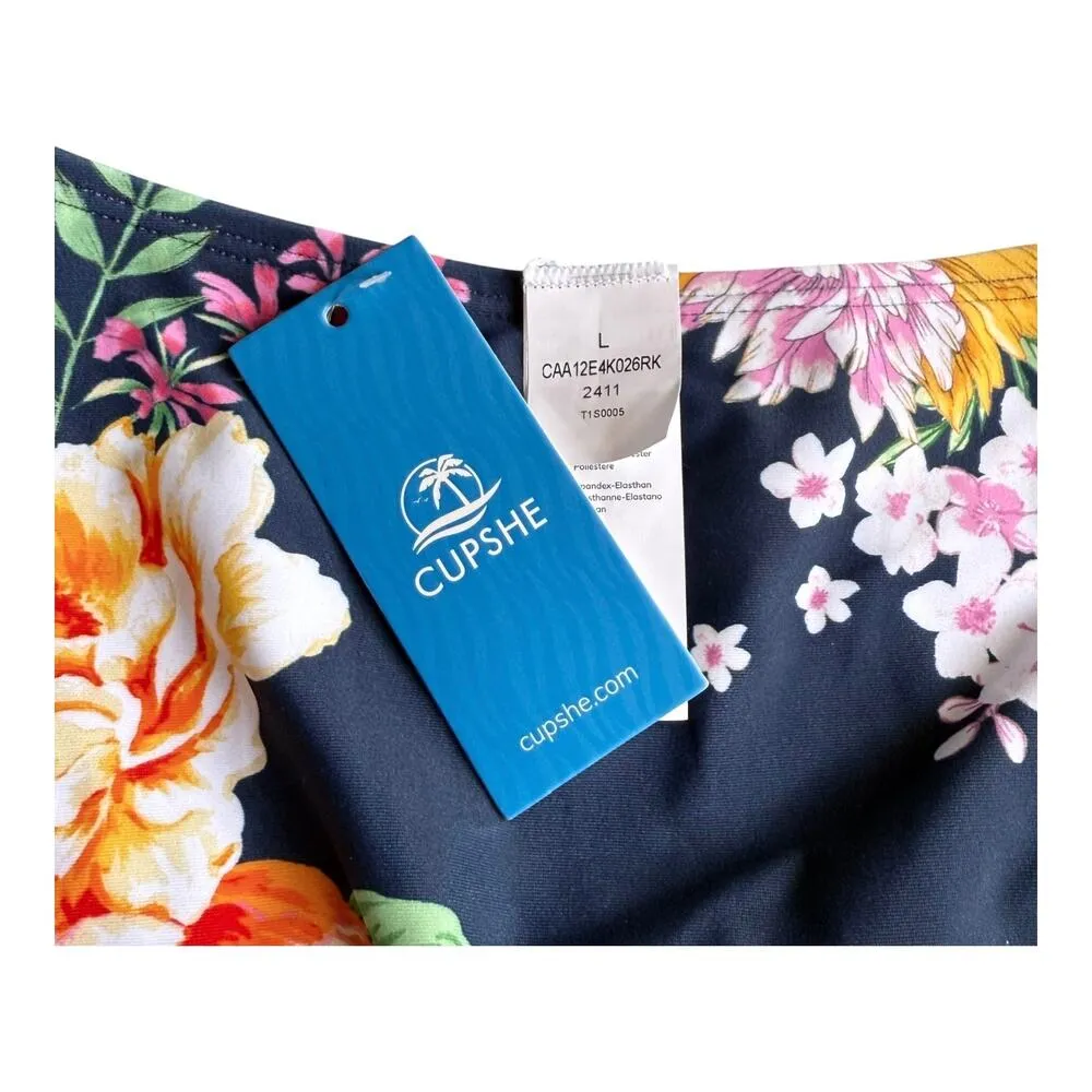 NEW Cupshe SWIMSUIT Women's LG Tropical Floral Cutout One-Piece Bathing Suit NWT - Image 9