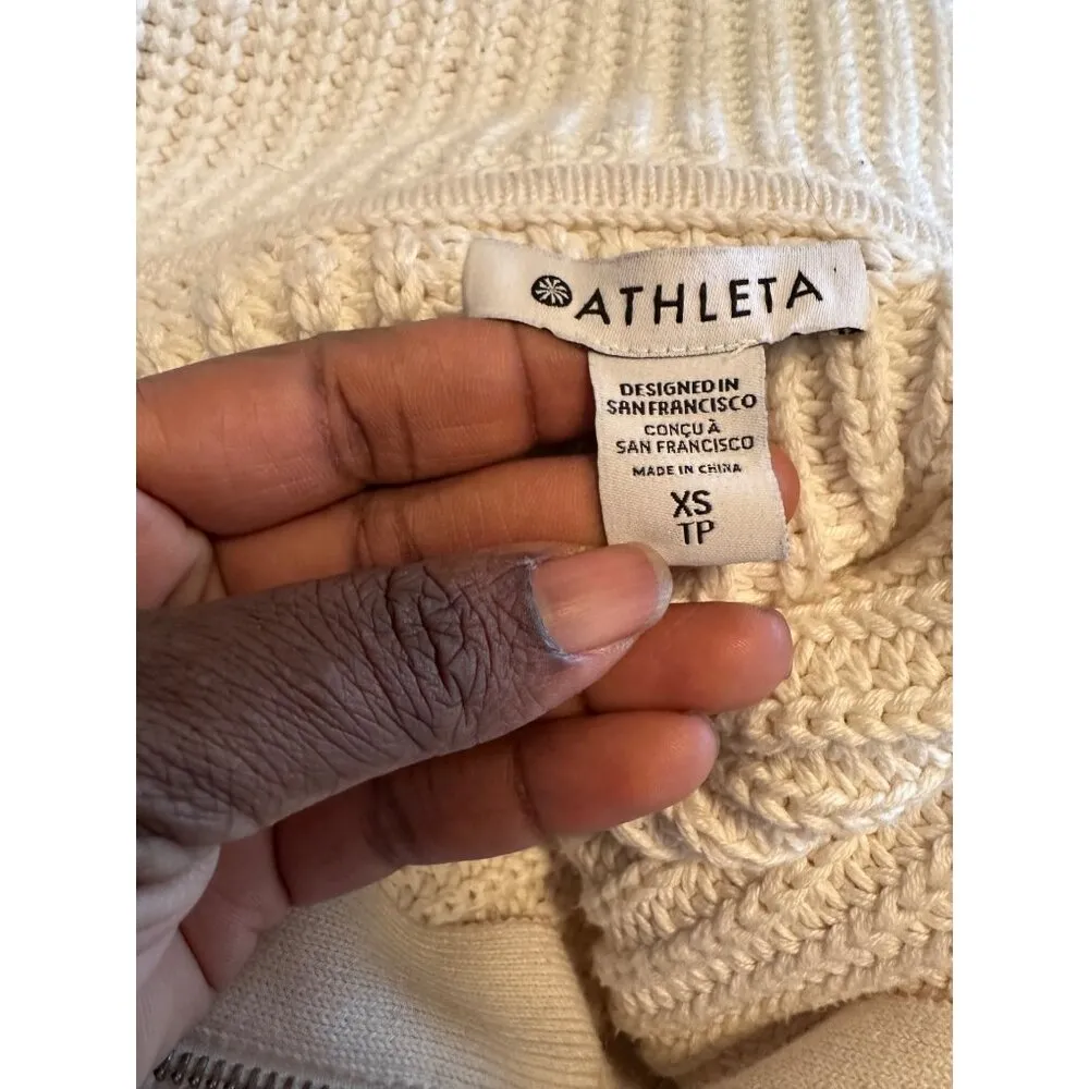 Athleta Magnolia White Alder Sweater High Collar Heavy Knit Thick Chunky XS - Image 9