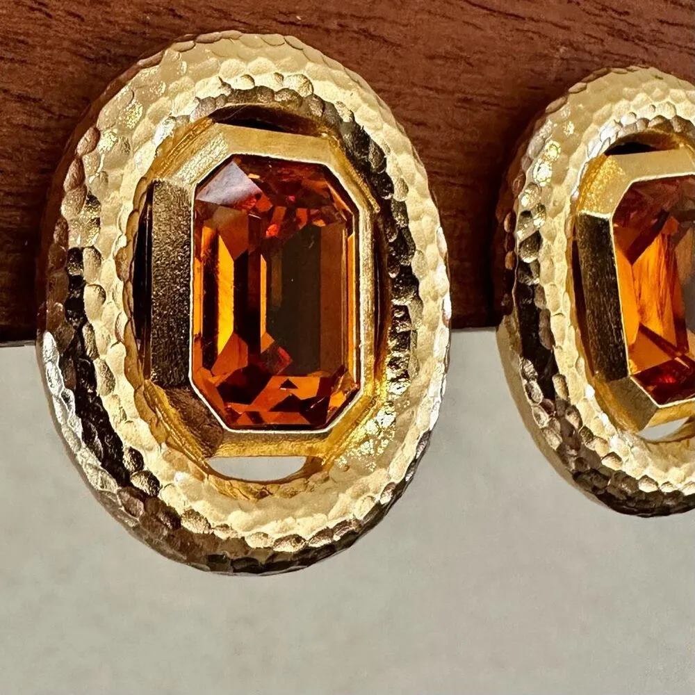 Vintage Christian Dior Amber Glass Clip - Image 6