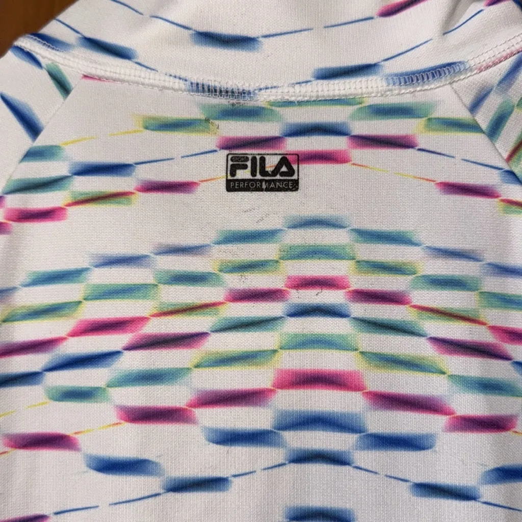 FILA  White Multicolor Half-Zip Pullover - Image 5