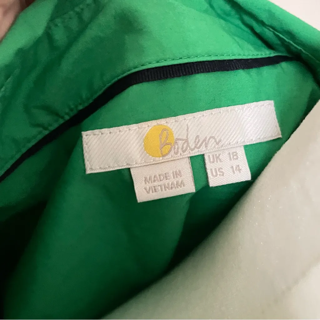 Boden Oversized Cotton Button Down Shirt Top in Size US 14 Green - Image 3