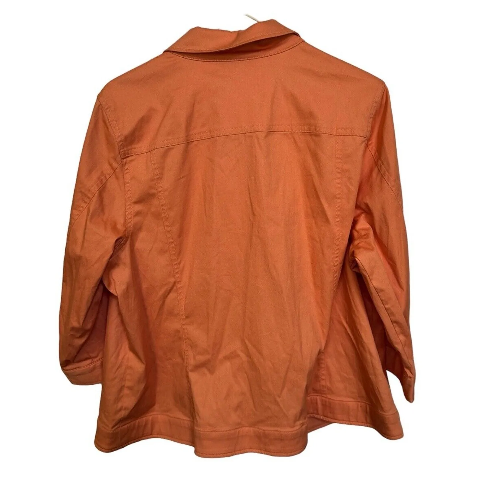 CJ Banks 1X Orange Denim Like Jacket Cotton Spandex Pockets Spring Easter Read - Image 2