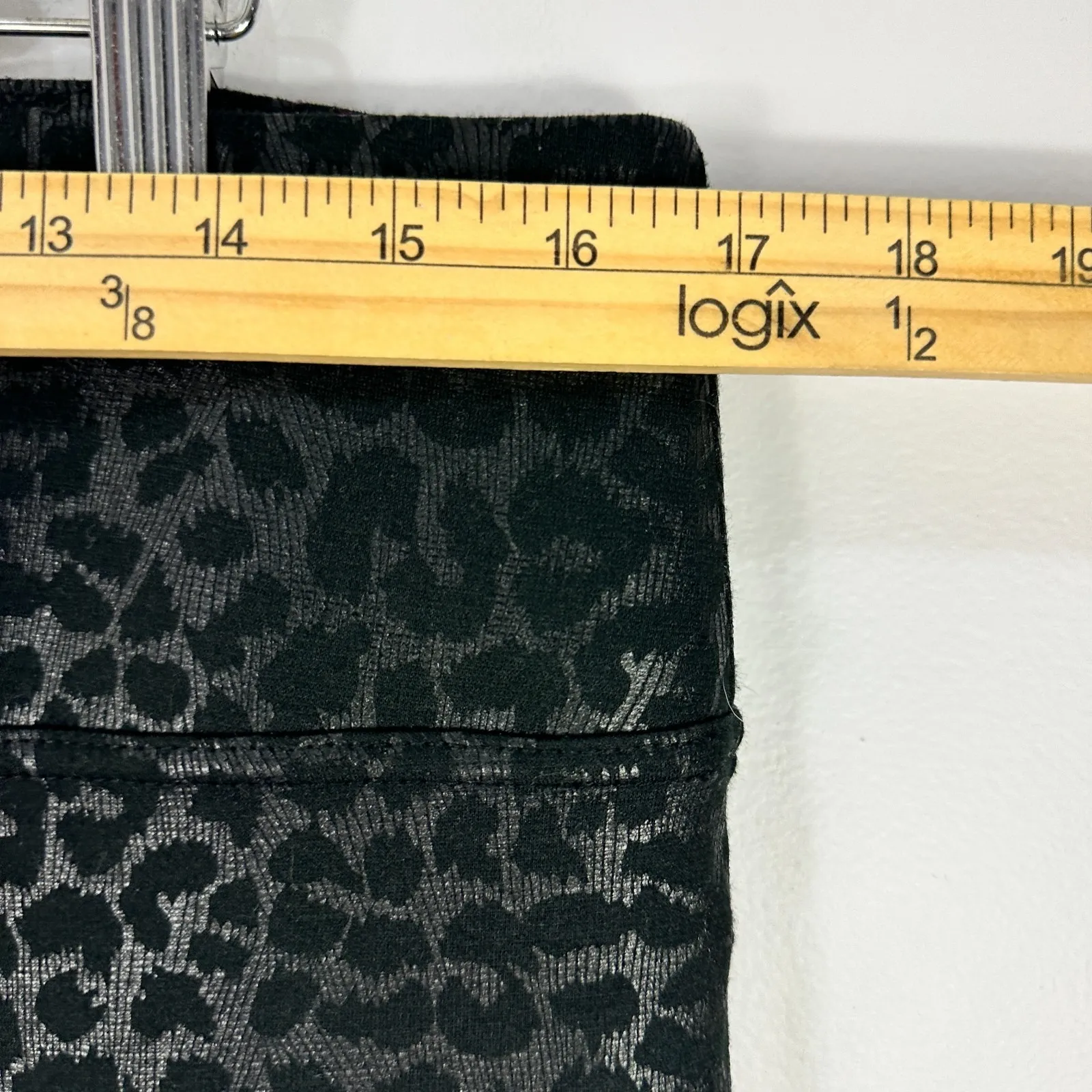 Vince Camuto Leggings L Black Leopard Print Slim Fit Ankle Stretch Pants Edgy - Image 5