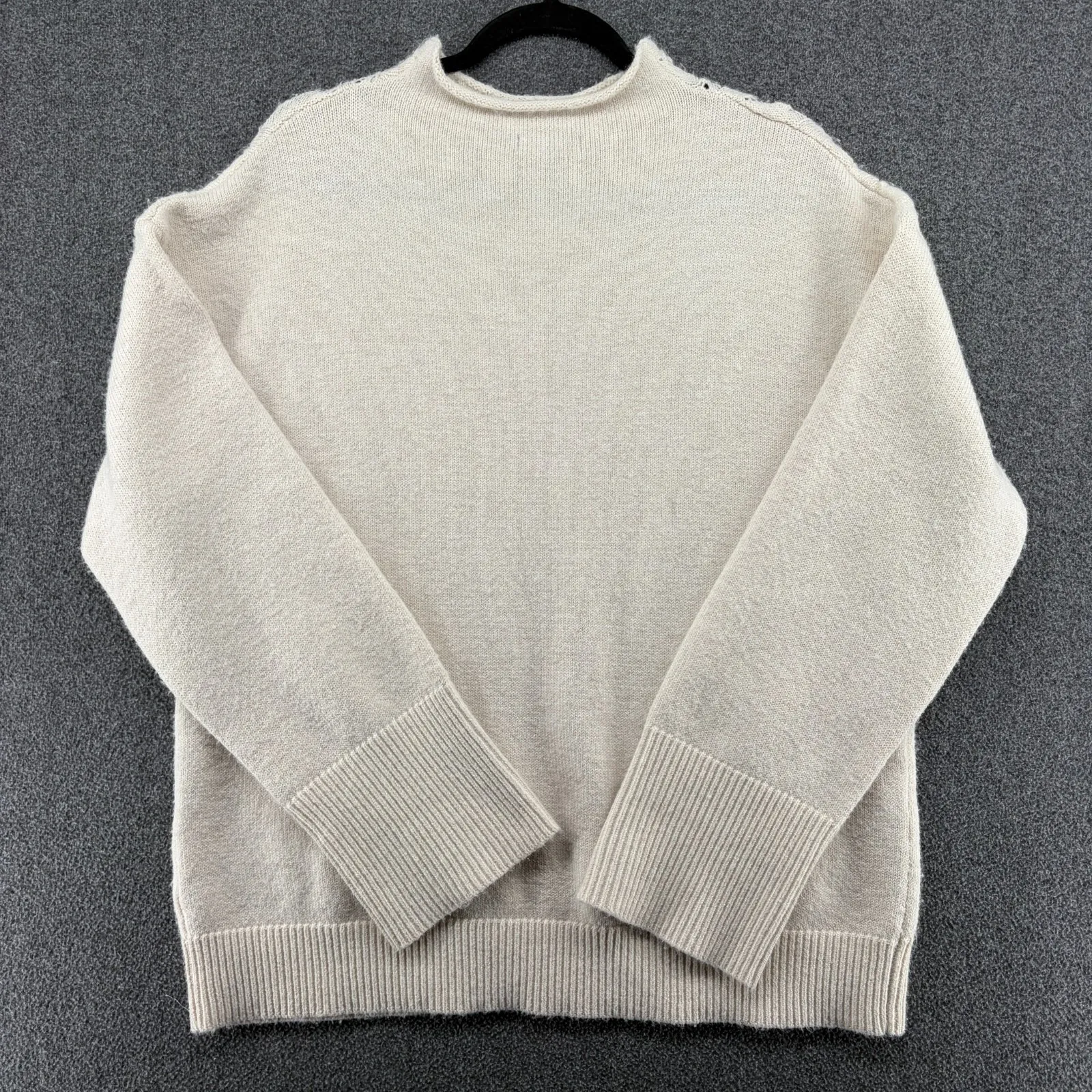 Democracy Cream Funnel Neck Sweater Popcorn Stitch Petite Large Grandmacore Cozy - Image 7