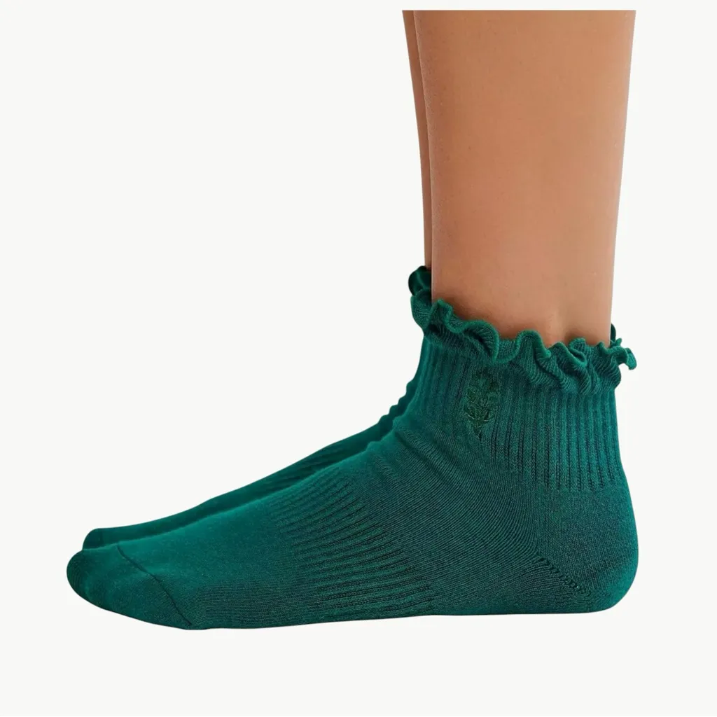 NWT FP Movement Women's Classic Ruffle Socks | One Size | Midnight Jade - Image 4
