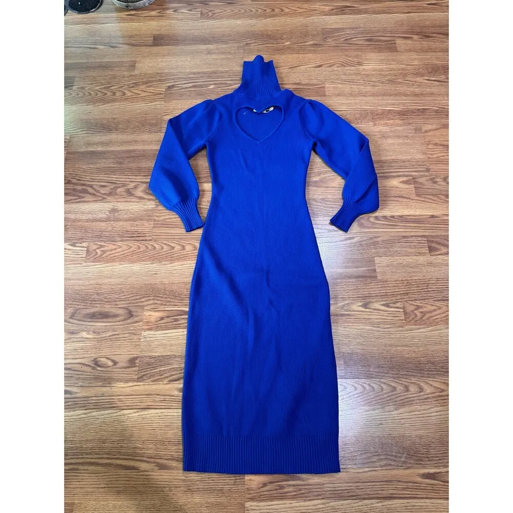 FARM Rio cobalt blue Heart Neckline Blue Knit Dress size XS - Image 12