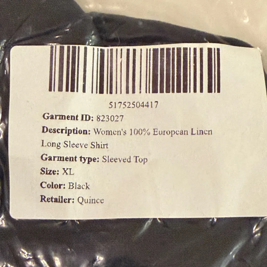 NWT Quince Women’s Black 100% European Linen Long Sleeve Shirt Sz XL - Image 4