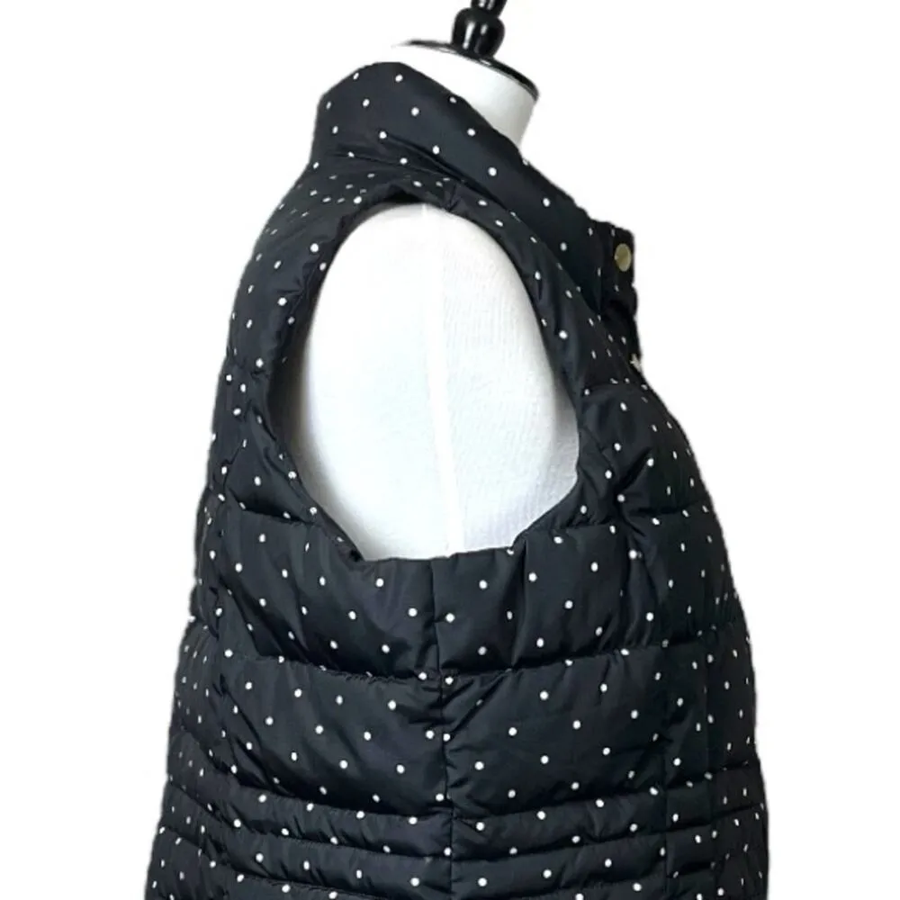 Charter Club Vest Quilted Puffer Snap Closure Black Polka Dot Women’s Size PXL - Image 7