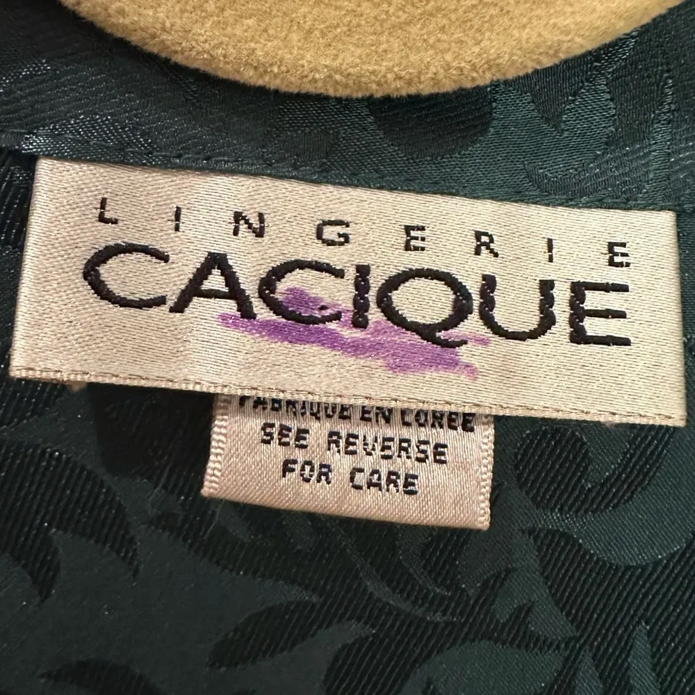 Vintage Lingerie Cacique Satin Emerald Green Button Down Nightgown Size Small S - Image 5