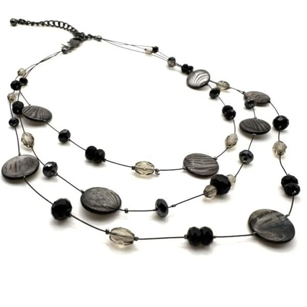 Chico’s three strand black stone‎ speckled necklace career chic dainty - Image 4