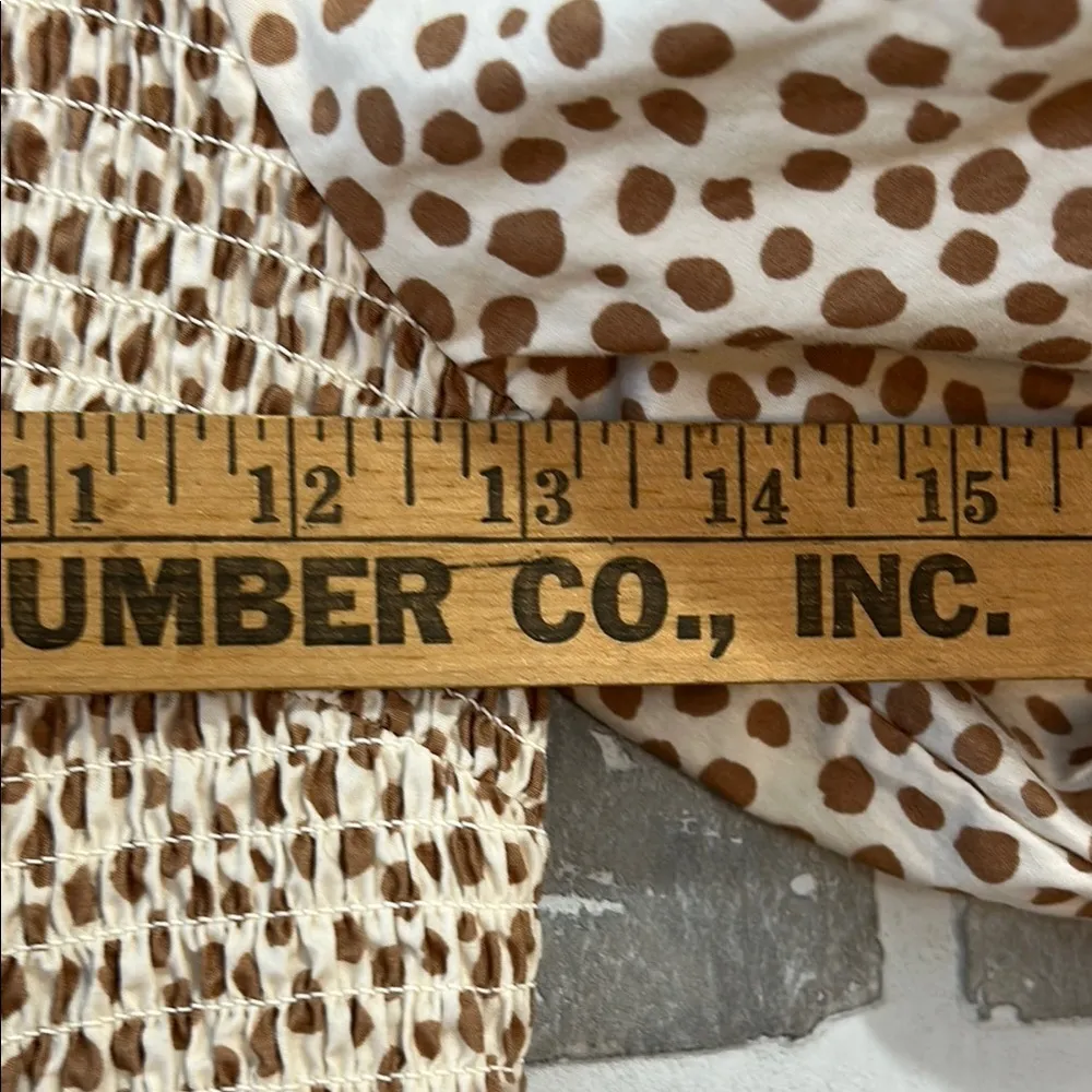 FASHION JACKSON THE DROP WOMENS POLKA DOT TAN AND BROWN MIDI DRESS SIZE SMALL - Image 7