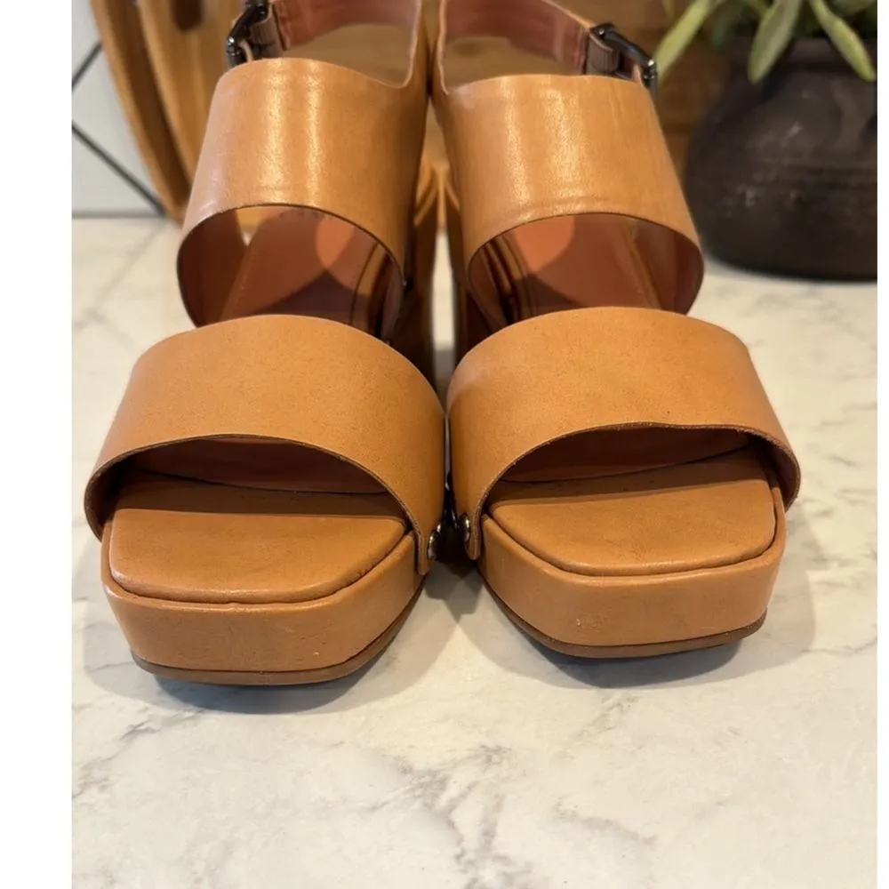 Vince Camuto studded tan nude wood clog leather retro hippie western size 7 5 - Image 4