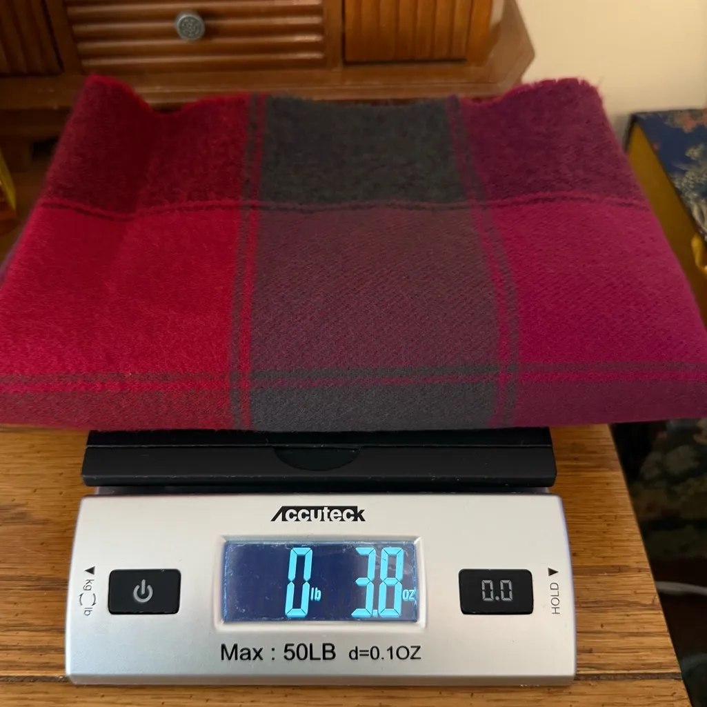 Plaid Color Block Scarf Grays Reds Magenta 12”x68” Fringe Gray - Image 7