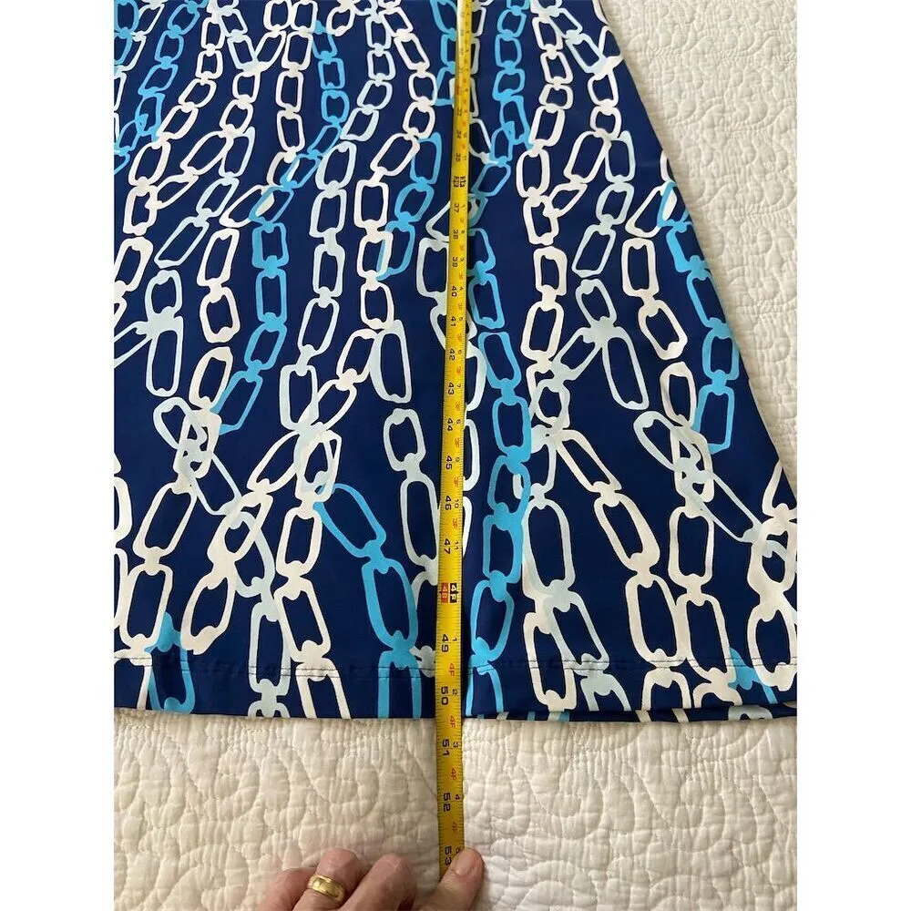 J. McLaughlin Maxi Dress Blue Chain Print Sleeveless V-Neck Long Dress​ Size XS - Image 14