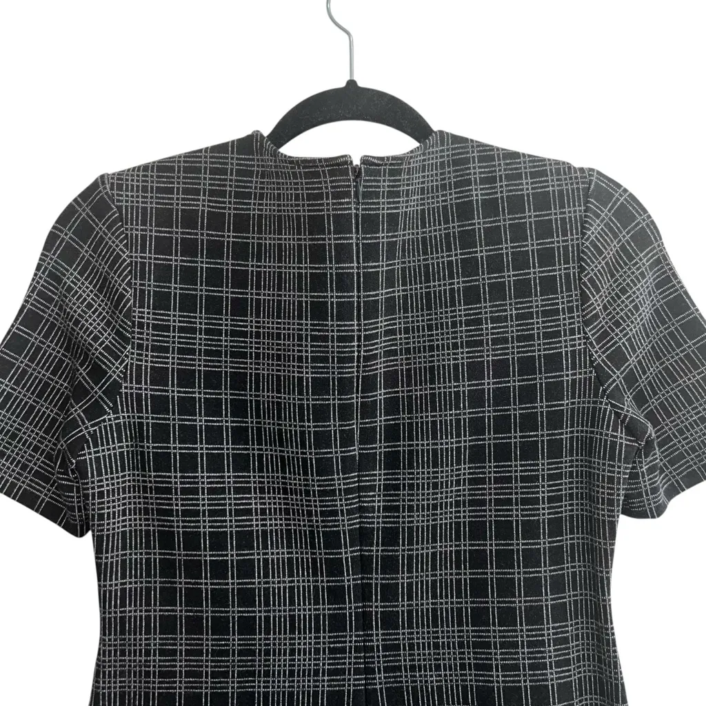 Theory Rijik Short Sleeve Structured Knit Dress Plaid Windowpane Pattern - Image 7