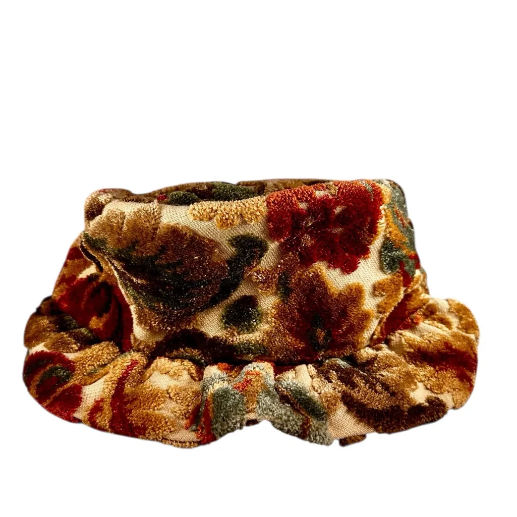 Vintage Handmade 60s Chenille Carpet Floral Tapestry Hat Go-Go Grunge Bucket EUC - Image 7