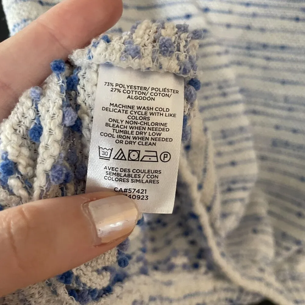 LOFT blue and white knit crewneck sweater women's size small casual comfortable - Image 5