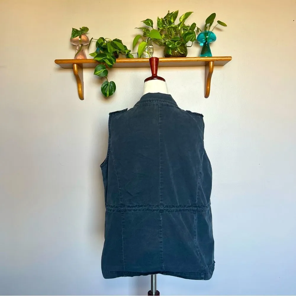 Swoon Black Vest with Cinched Tied Waist with Buttons and Pockets Size M - Image 4