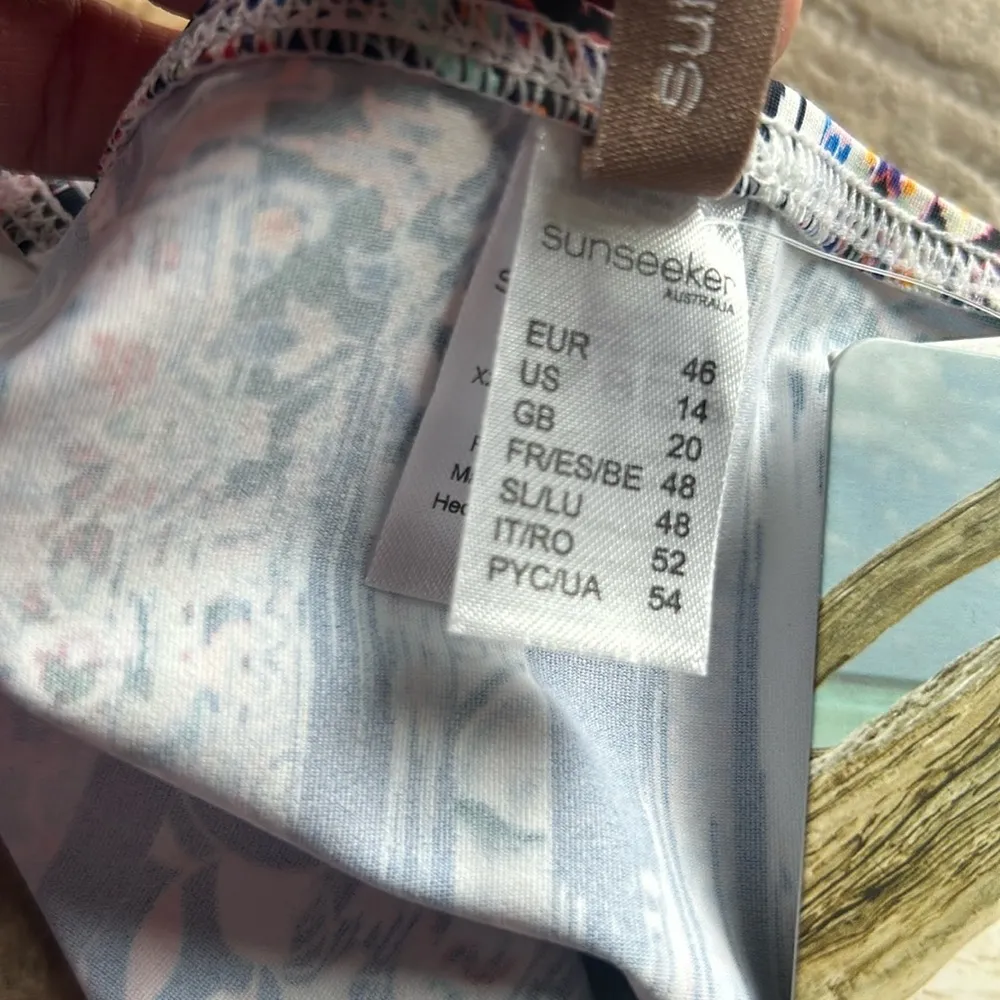 Sunseeker Australia Floral Microfibre Bikini Swim Bottom Sz 14 NWT White - Image 11