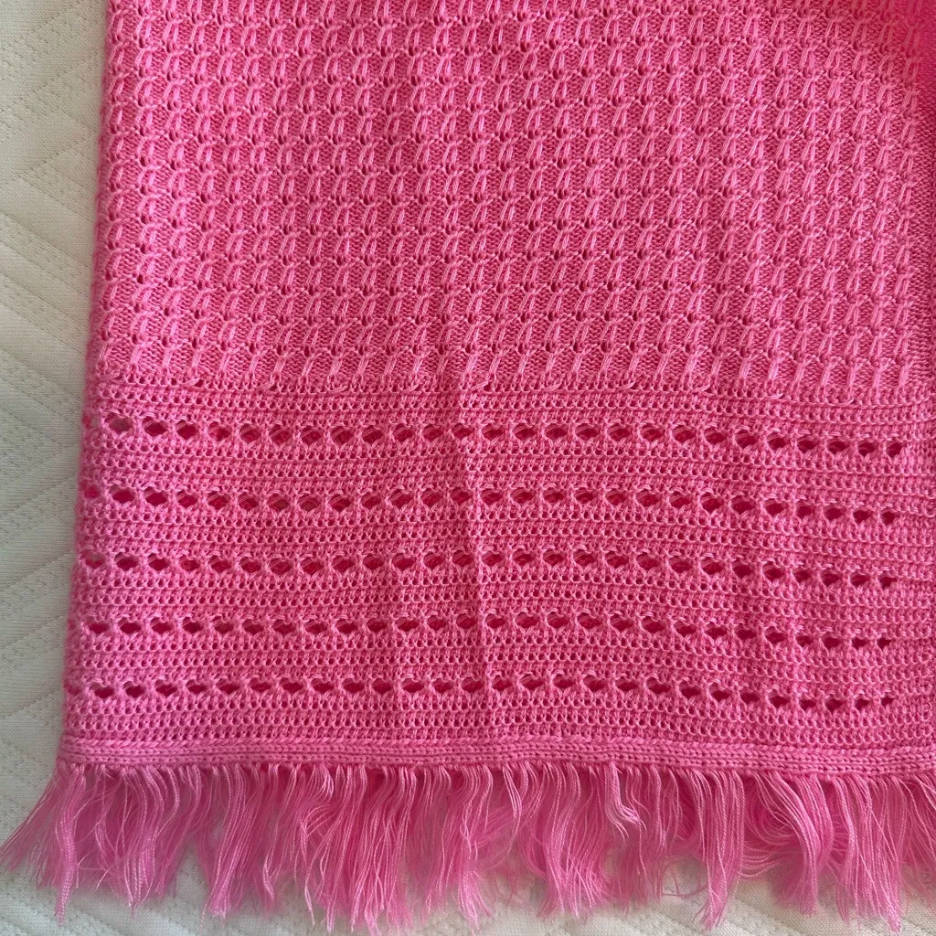 Talbots Pink Open Cardigan Sweater with Fringe Size Small - Image 9