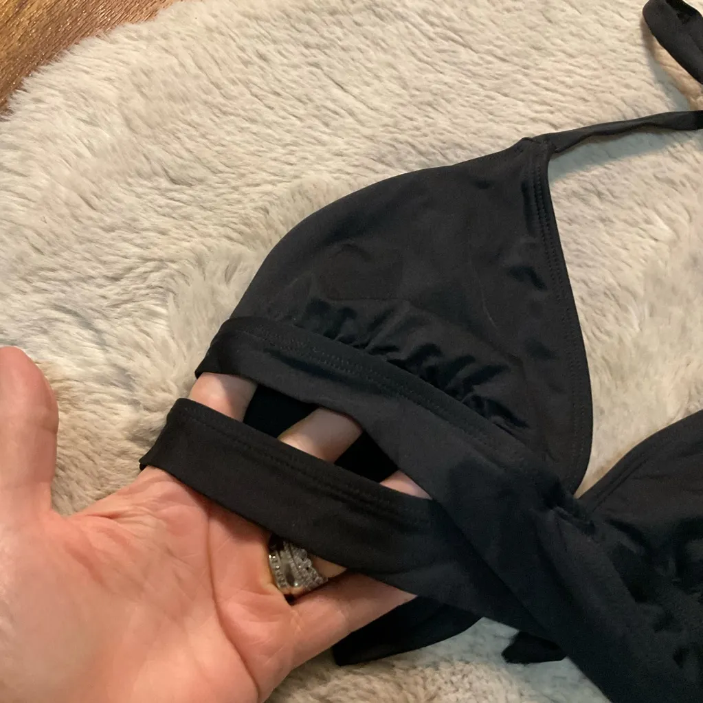 Kona Sol Bikini Top Women's Size Medium‎ Black Triangle Side Cut Out Top Only - Image 2