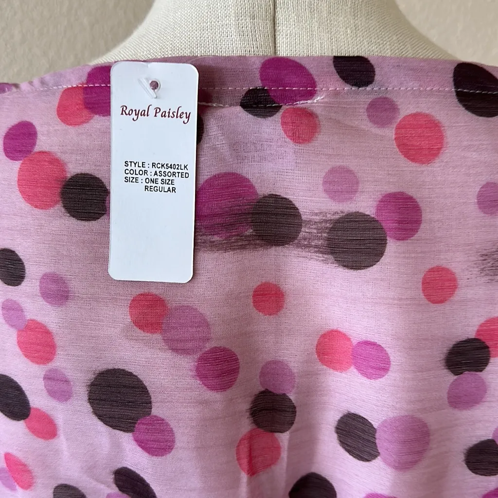 NWT Royal Paisley Polka Dot Kimono Midi Dress Purple One Size (Fits M/L) - Image 6