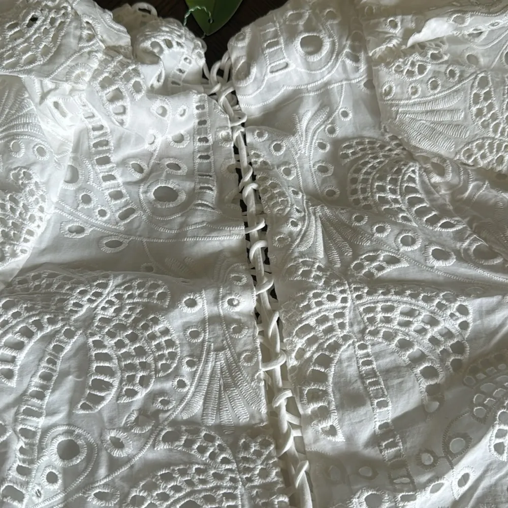 Farm Rio Eyelet Puff Sleeve Tiered Cotton Midi Dress, BRAND NEW, Small , $345 - Image 13