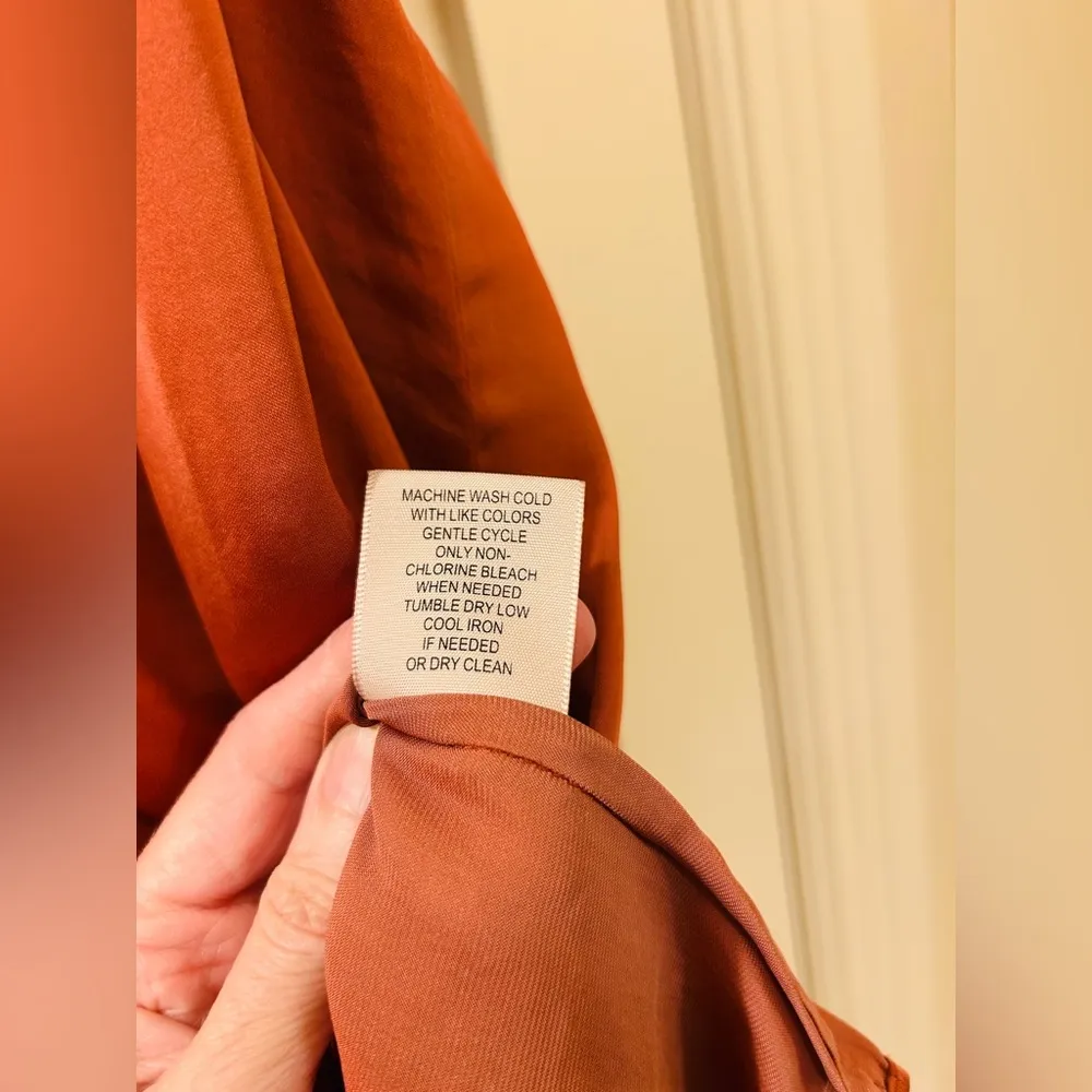 Philosophy Blouse Orange Smocked Ruffle Flutter Sleeve Pullover Top Size M - Image 4