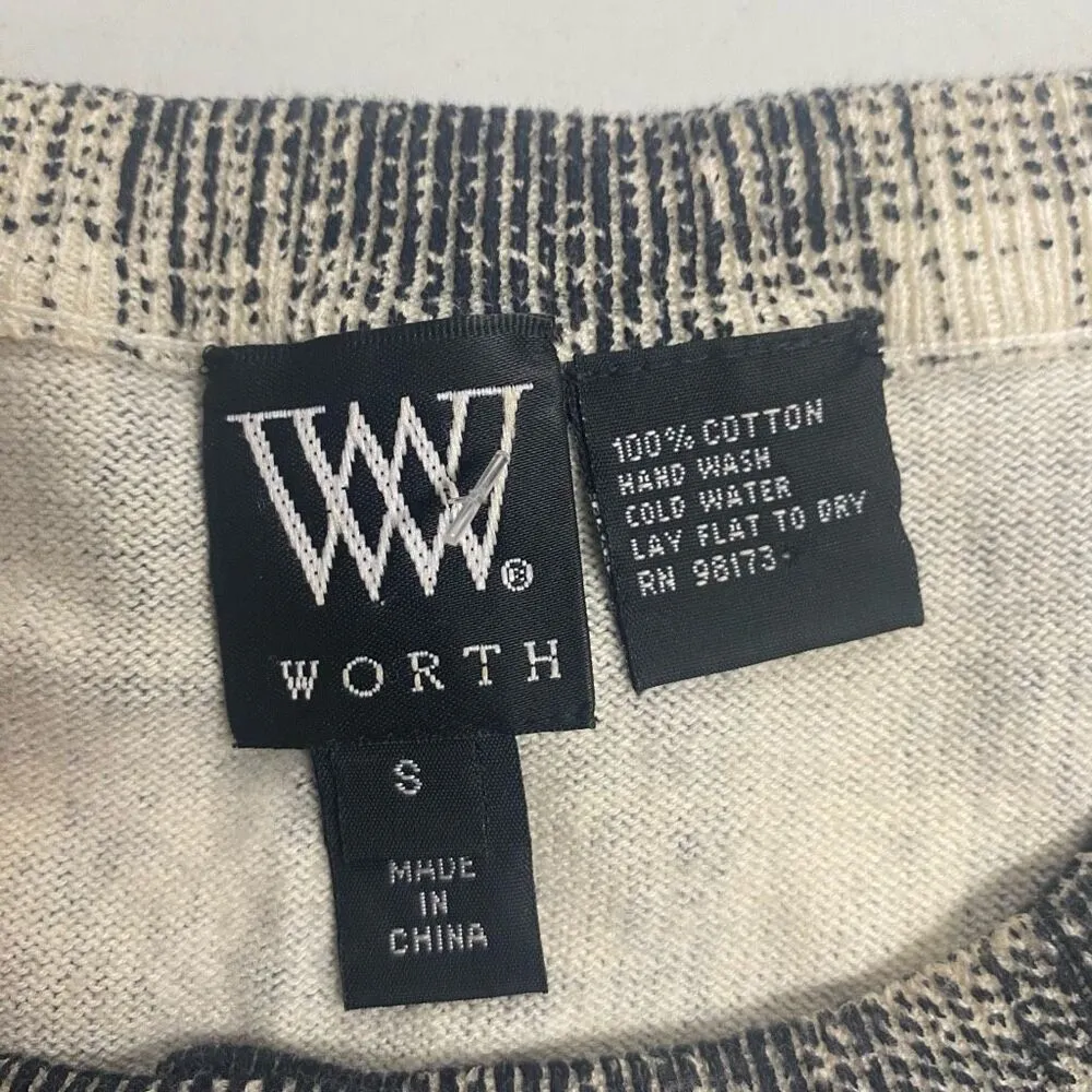 W by WORTH Women’s Black And White Sweater Cardigan Shrug Size Small Button Up‎ - Image 3