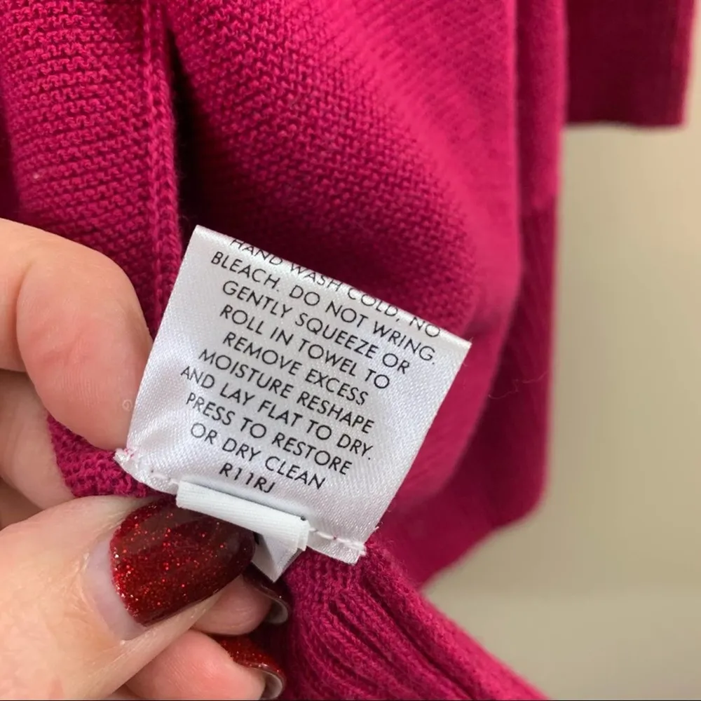 Eileen Fisher Magenta Organic Cotton Knit Open Draped Cardigan - Image 3