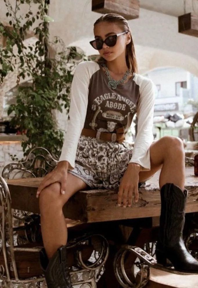 💕SPELL & THE GYPSY💕 Eagle Angel Raglan Tee M NWT Gray Size M - Image 9