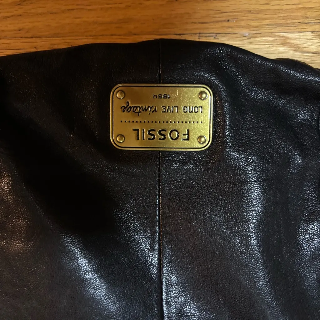 NEW Fossil Black Leather Minimalist Preppy Coastal Crossbody Shoulder Bag L - Image 4