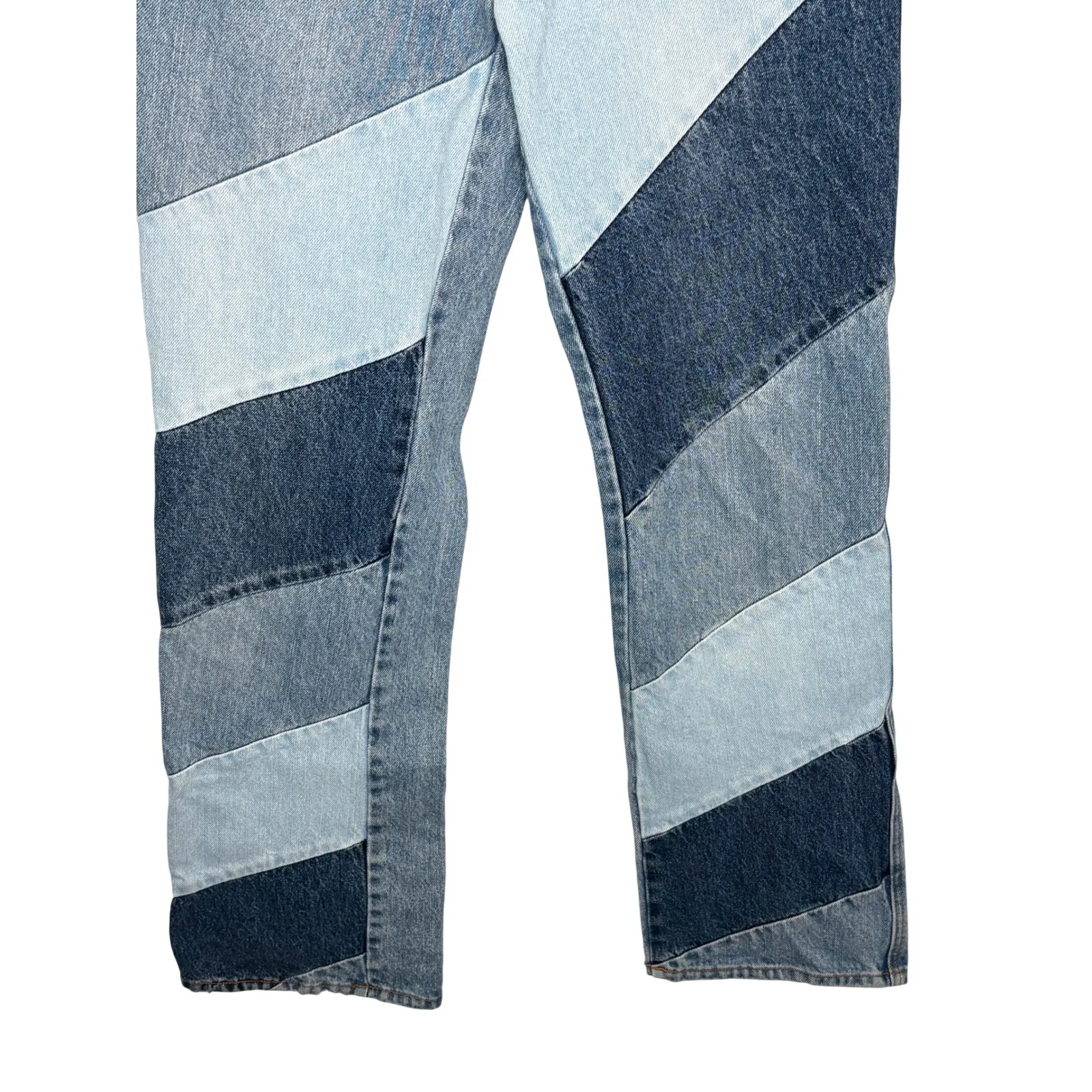 Revice Denim 90s Baby Candy Shop Patchwork High Waisted Wide Leg Blue Size 26 - Image 6