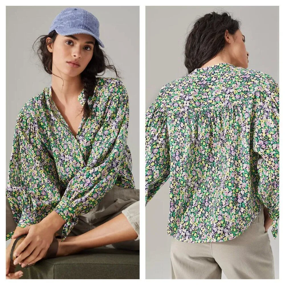 Maeve Anthropologie Ashleigh Puff Sleeved Button Down Blouse Floral Women's S - Image 10