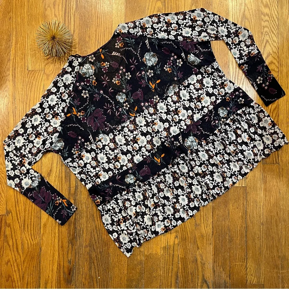 FREE PEOPLE Isabelle Floral Tunic Top Blue Size XS (oversized) - Image 10