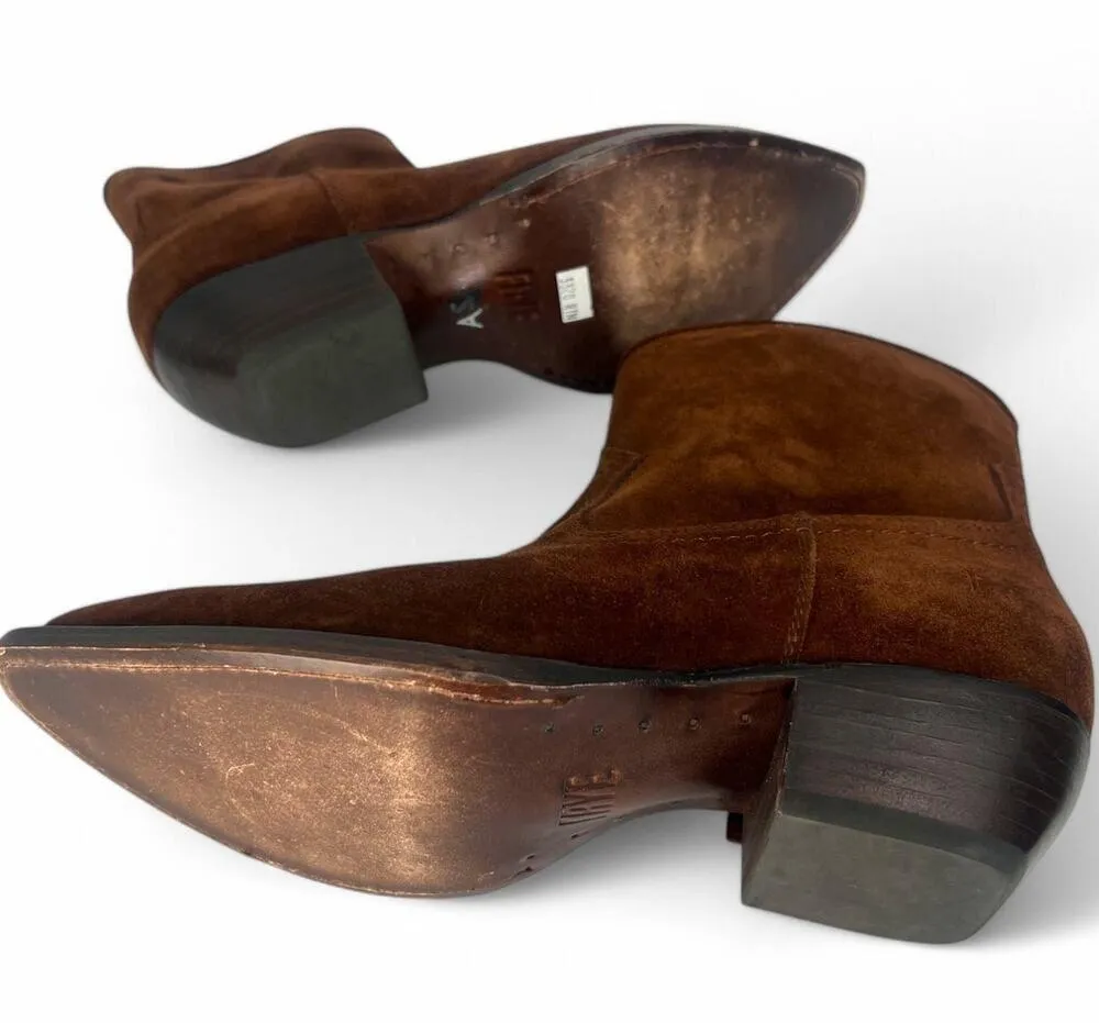 FRYE | 6.5 | Brown Suede Sacha Bootie (Women) Boots Pointed Toe Western *Rare - Image 2