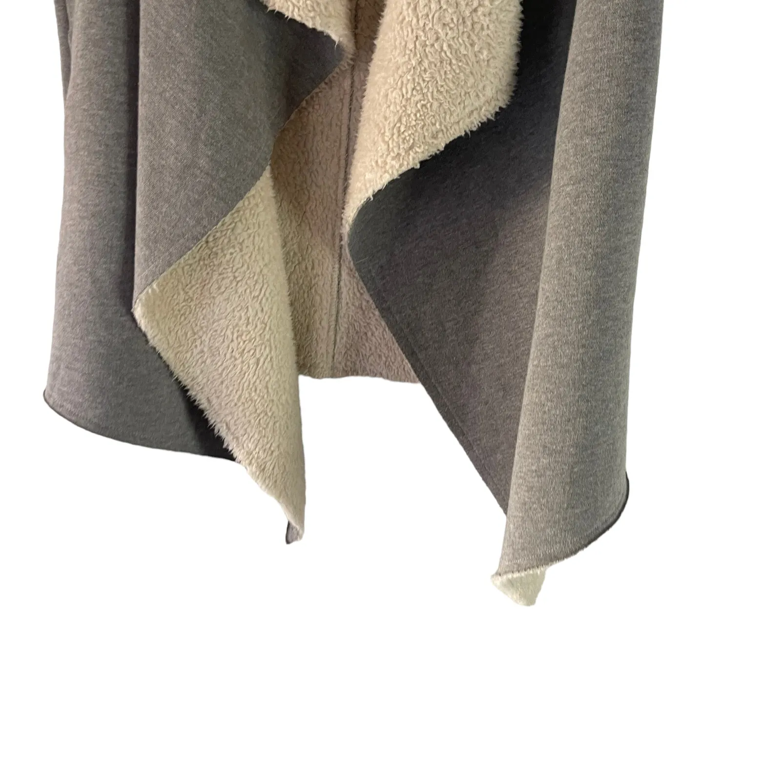 Cavalini Women's Size Medium Grey Sherpa Open Front Western‎ Cardigan Sweater - Image 3