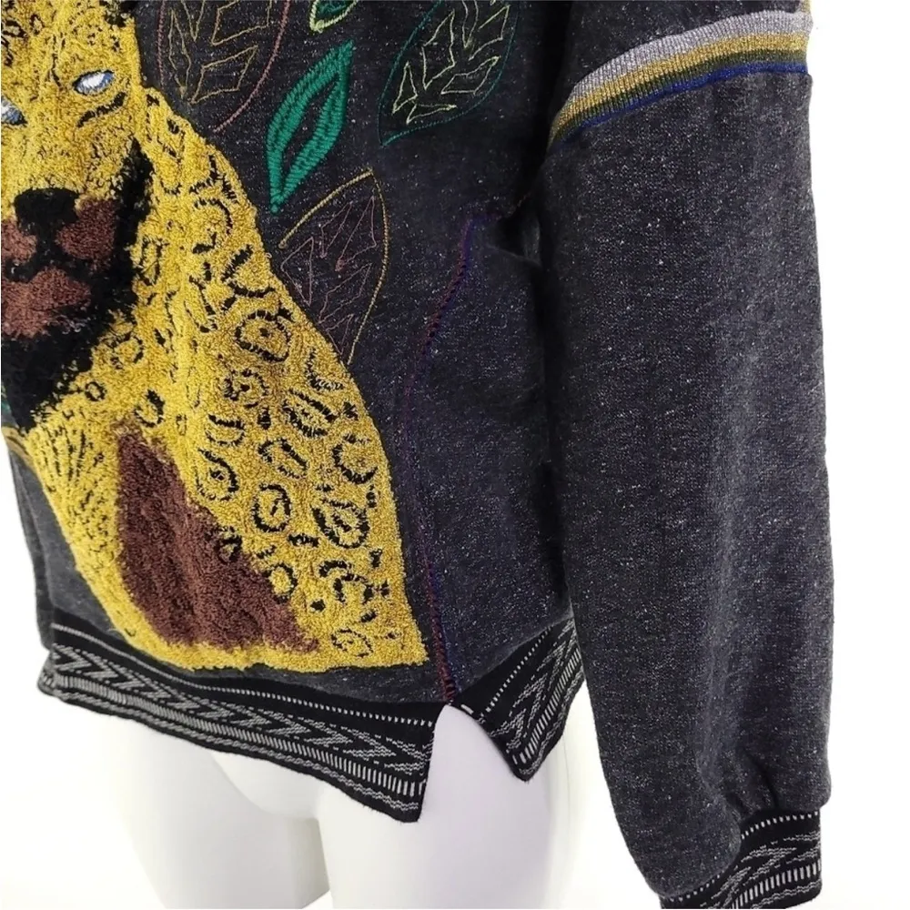 Catwalk Sweater Patchwork Boho Animal Print Oversized size Small - Image 11