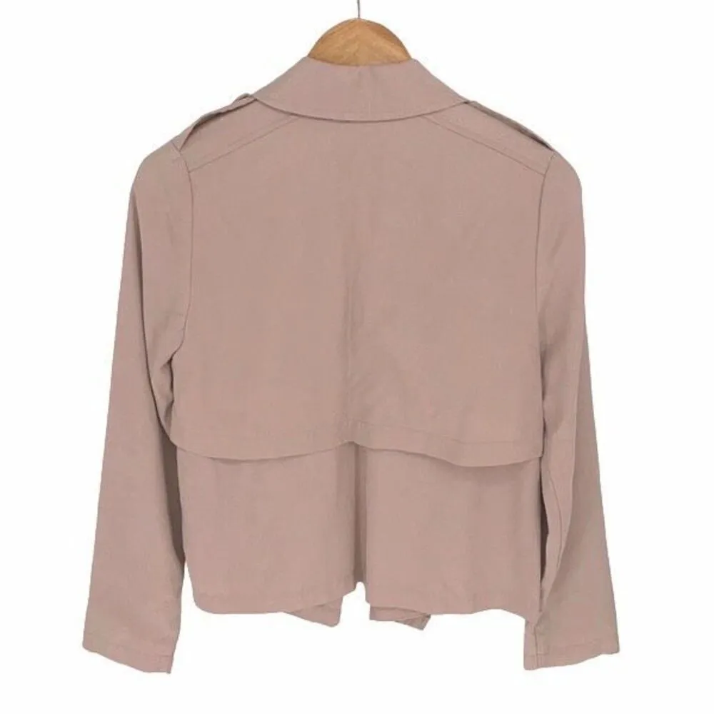 BB Dakota Womens Open Front Waterfall Draped‎ Long Sleeve Blazer Jacket Pink XS - Image 5