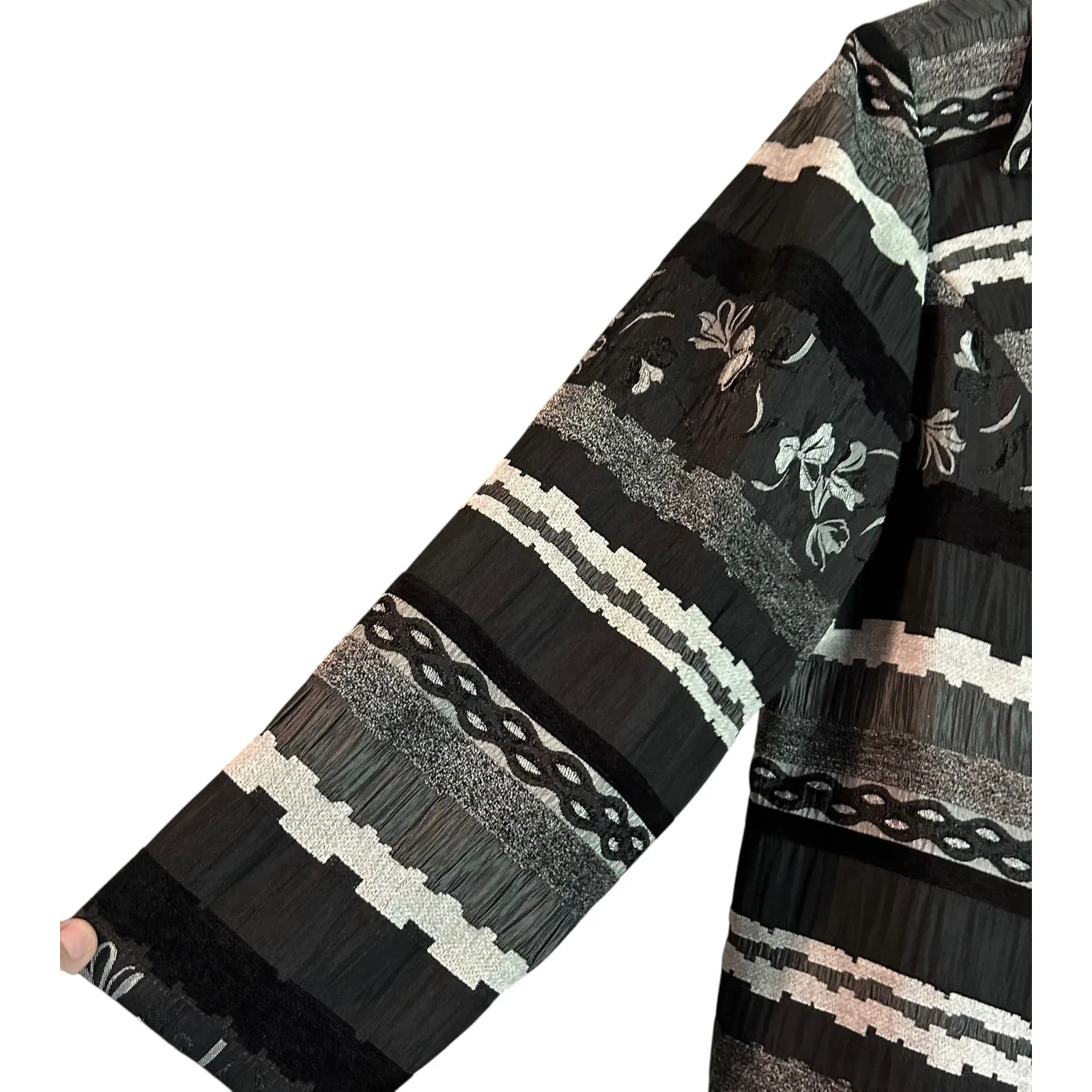 Jacket VTG Womens 18W Black Gray Art to Wear Patchwork Boho Chic Danny & Nicole - Image 6