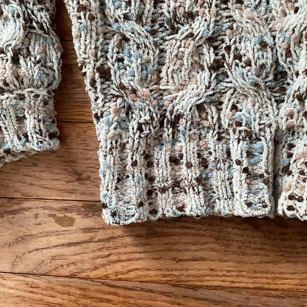 marbled pastel blue pink purple gray neutral ribbed cable knit sweater - Image 4