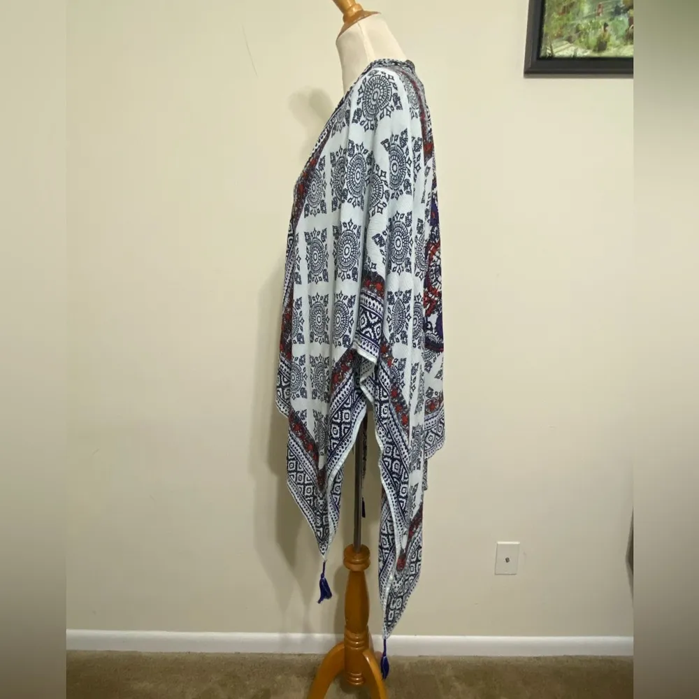 Vince Camuto Ruana Top Tassel Open Front Poncho Wrap Shawl Kimono Cover O/S - Image 7