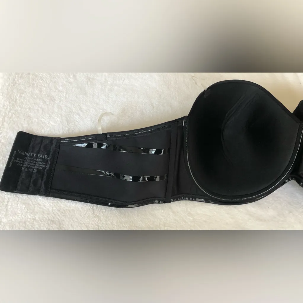 NWT Vanity Fair Full-Busted Black Bra With Straps Size 42 DD - Image 5