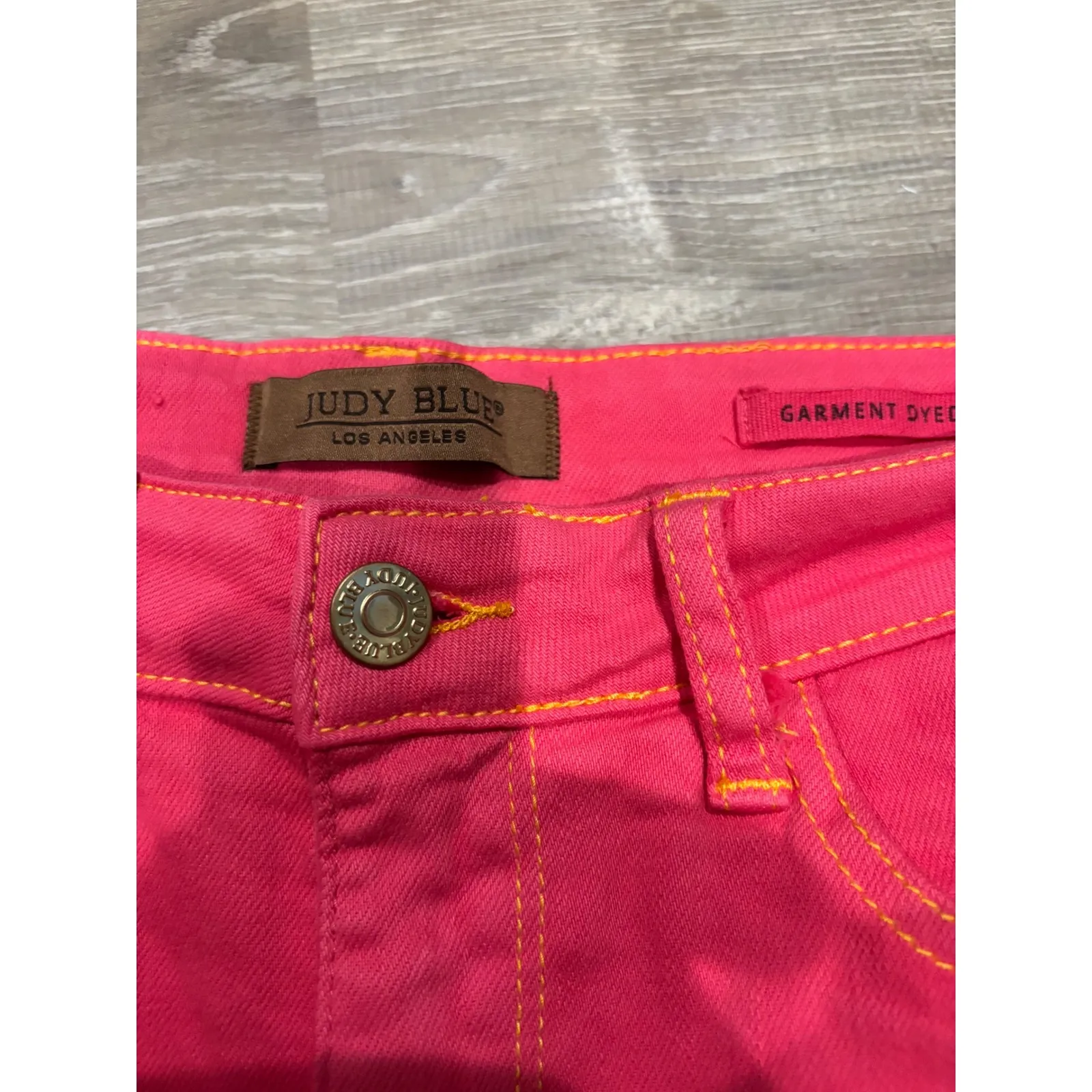 Judy Blue Los Angeles Pink Denim Shorts Bright Colored High Waist Womens L‎ - Image 2